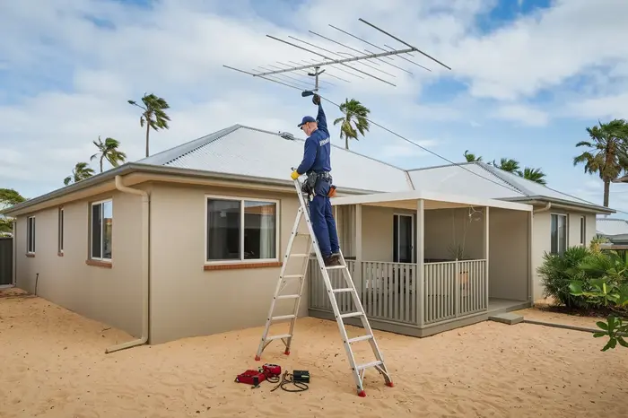 TV antenna repair on Perth roof