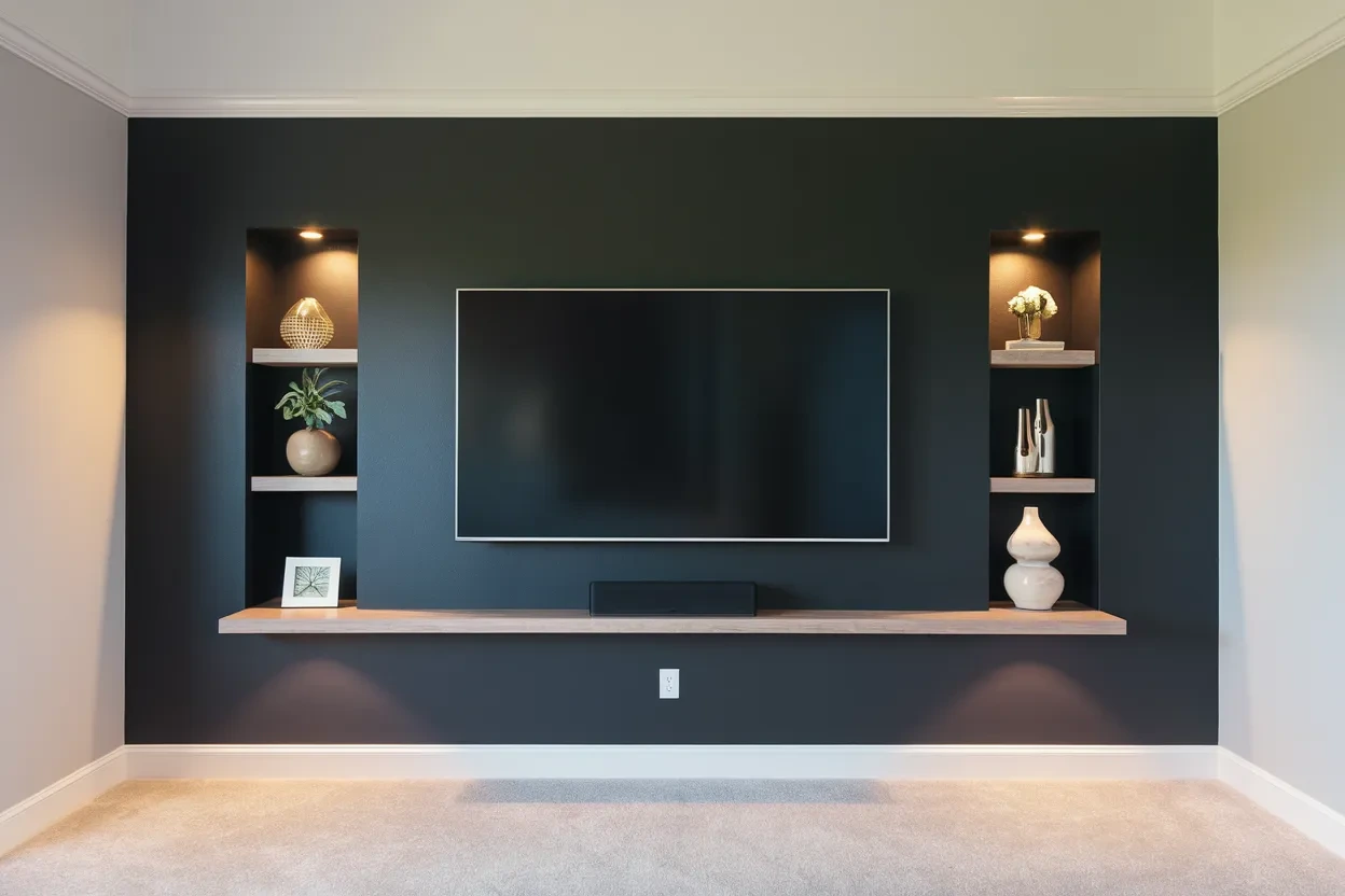 TV wall mounted in living room