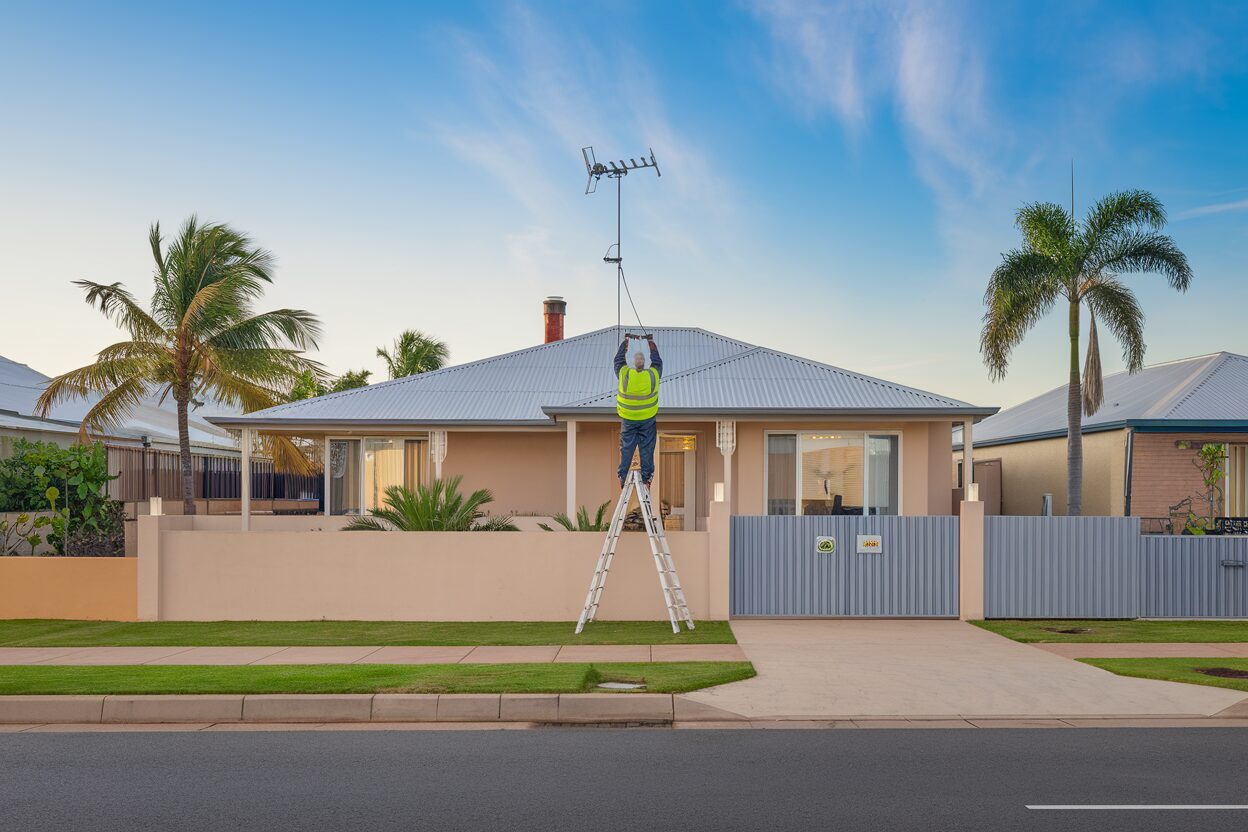 Professional TV antenna installation on Perth home